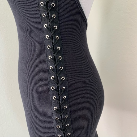 Silence + Noise Side Lace Ribbed Tank Dress Size Small Black - Picture 6 of 14